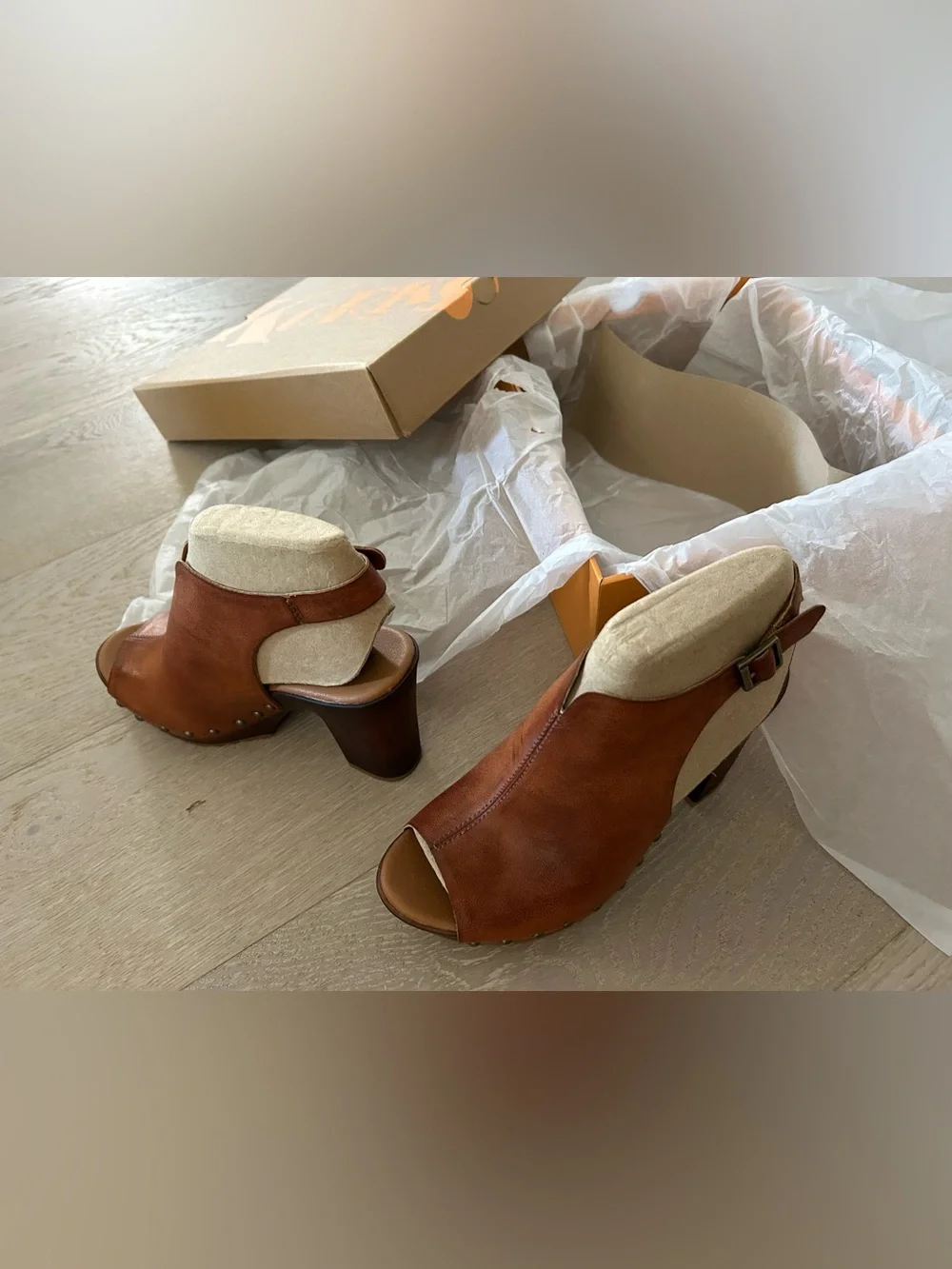 Korks Brown and Beige Platform Heels